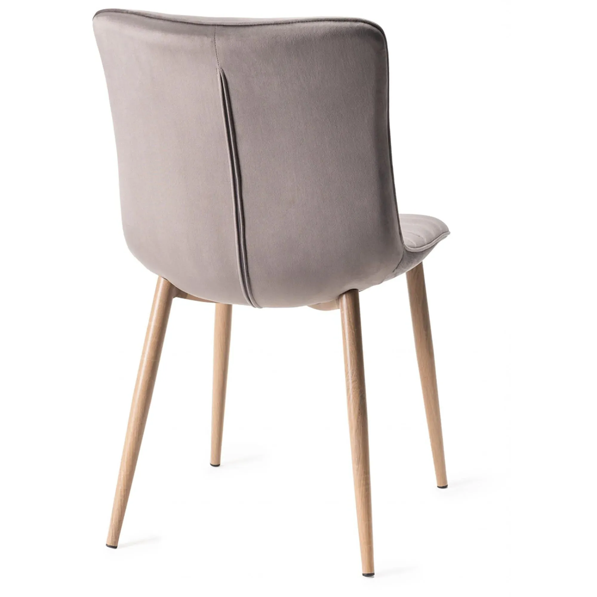 Eriksen Dining Chair with Oak Effect Legs - Grey, Velvet