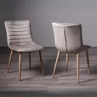 Eriksen Dining Chair with Oak Effect Legs - Grey, Velvet