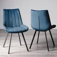 Fontana Dining Chair - Blue, Velvet