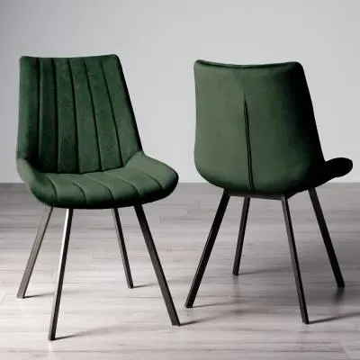 Fontana Dining Chair - Green, Velvet