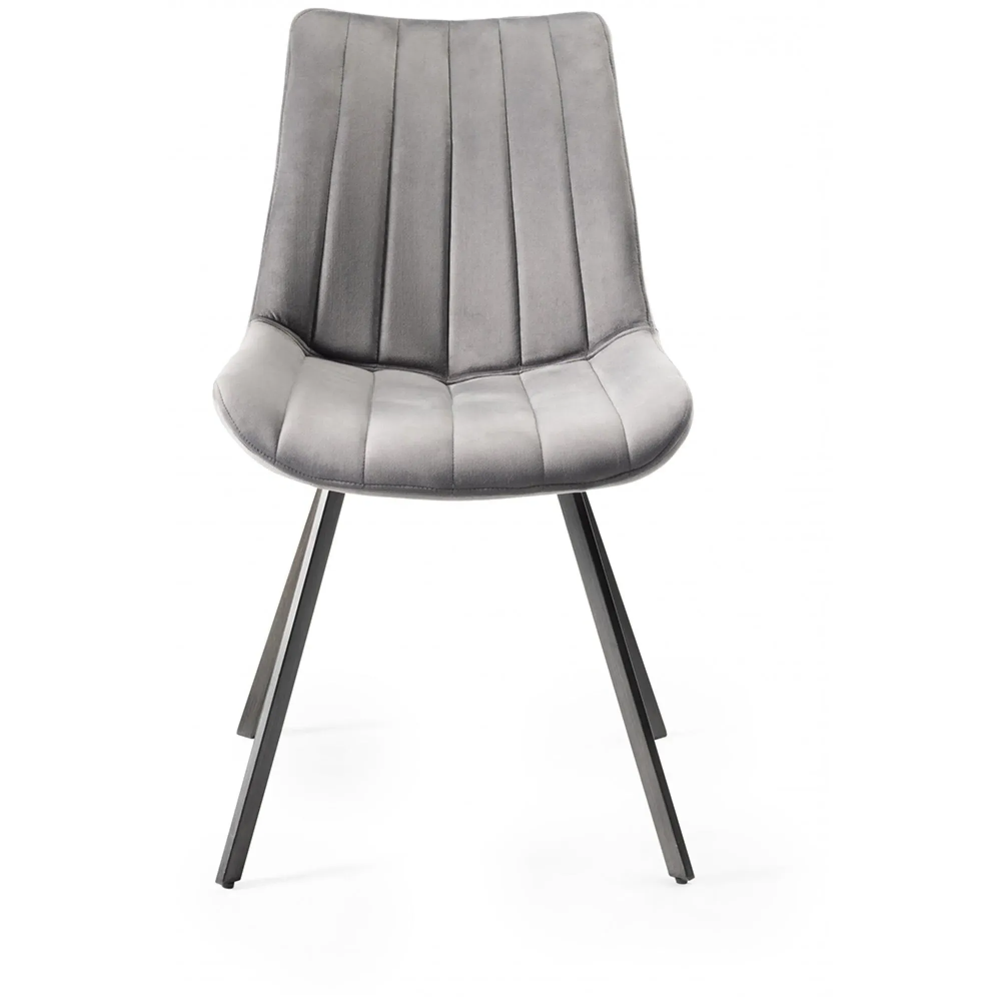 Fontana Dining Chair with Black Legs - Grey, Velvet