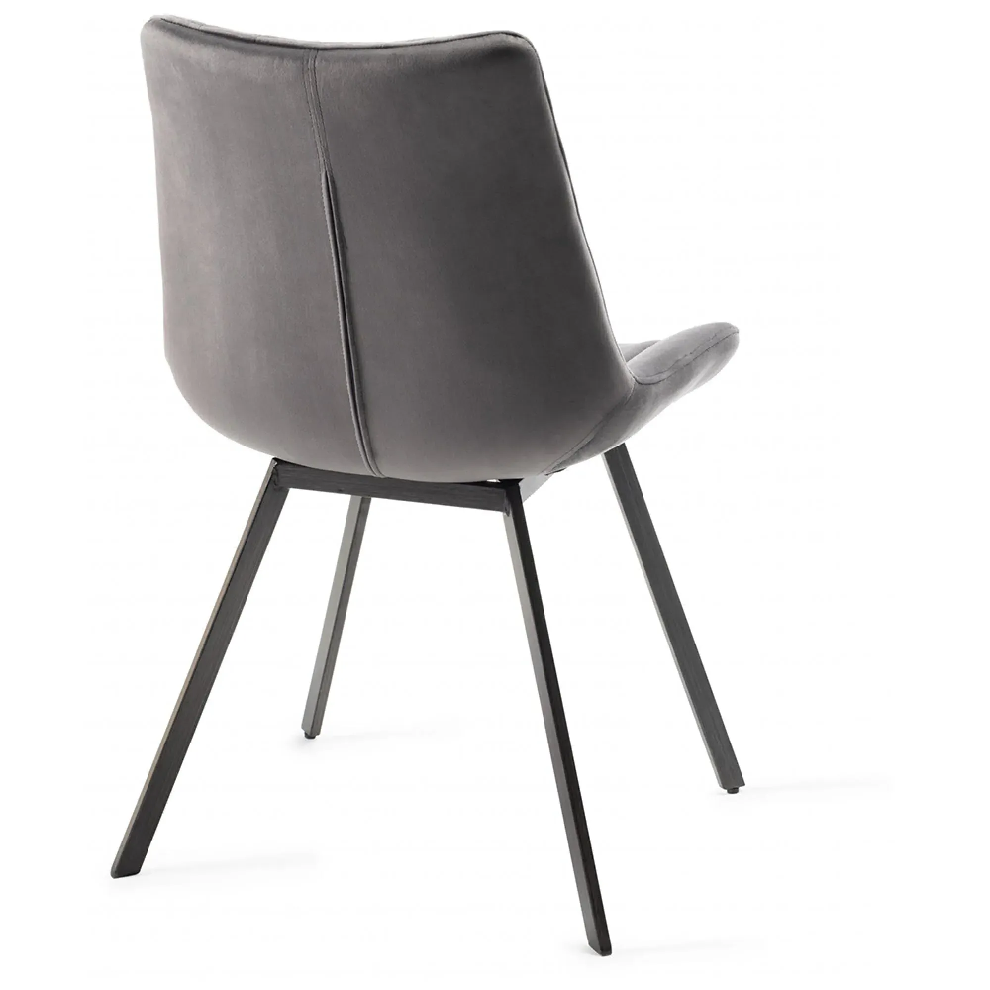 Fontana Dining Chair with Black Legs - Grey, Velvet