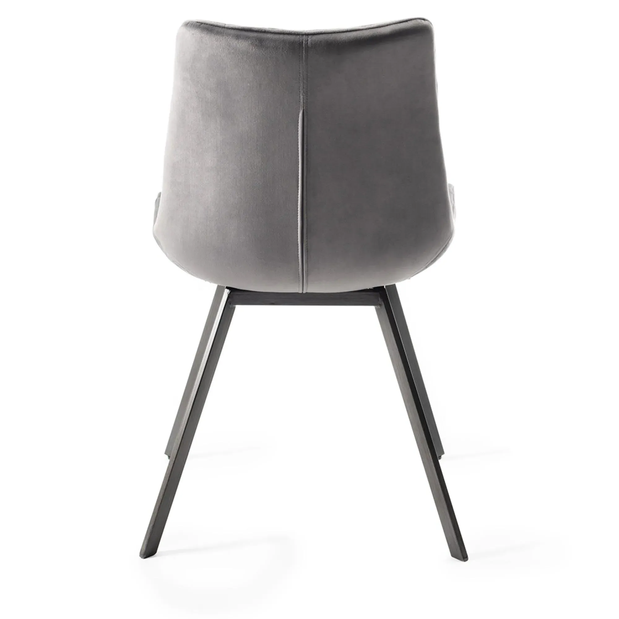 Fontana Dining Chair with Black Legs - Grey, Velvet