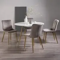 Francesca 4-Seater Dining Set with Rothko Chairs - White, Velvet