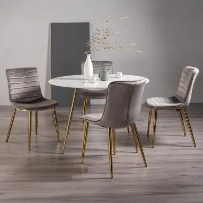 Francesca 4-Seater Dining Set with Rothko Chairs - White, Velvet