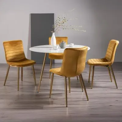 Francesca 4-Seater Dining Set with Rothko Chairs - White, Velvet image