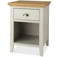 Hampstead 1 Drawer Bedside Cabinet - Soft Grey, Oak