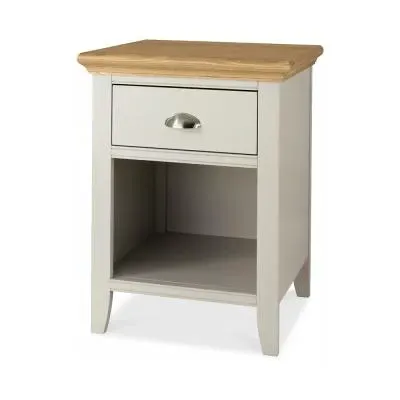 Hampstead 1 Drawer Bedside Cabinet - Soft Grey, Oak image