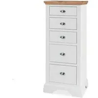 Hampstead 5 Drawer Tall Chest - Ivory, Oak
