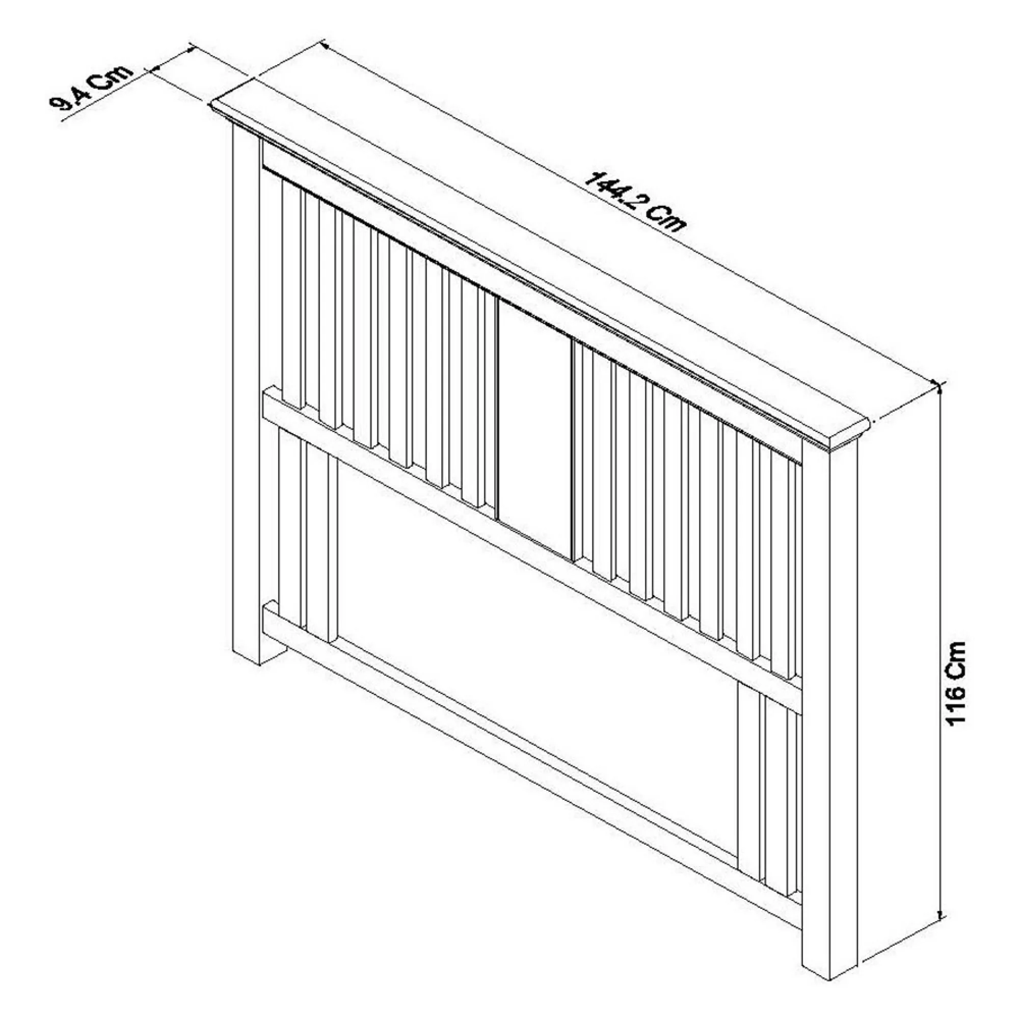 Hampstead Double Slatted Headboard - Soft Grey, Oak