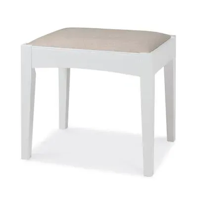 Hampstead Stool - White, Pebble Grey Fabric