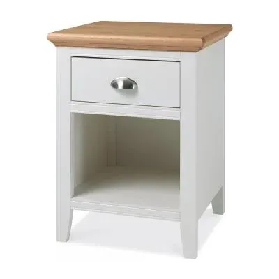 Hampstead Two Tone 1 Drawer Bedside Cabinet - Ivory, Oak