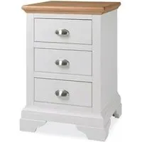 Hampstead Two Tone 3 Drawer Bedside Cabinet - Ivory, Oak