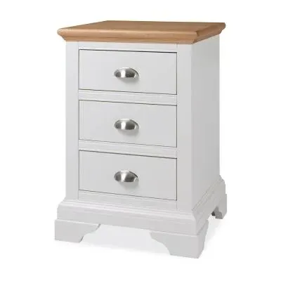 Hampstead Two Tone 3 Drawer Bedside Cabinet - Ivory, Oak image