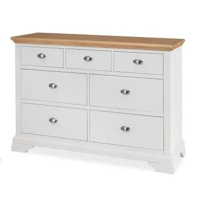 Hampstead Two Tone 3+4 Drawer Chest - Ivory, Oak