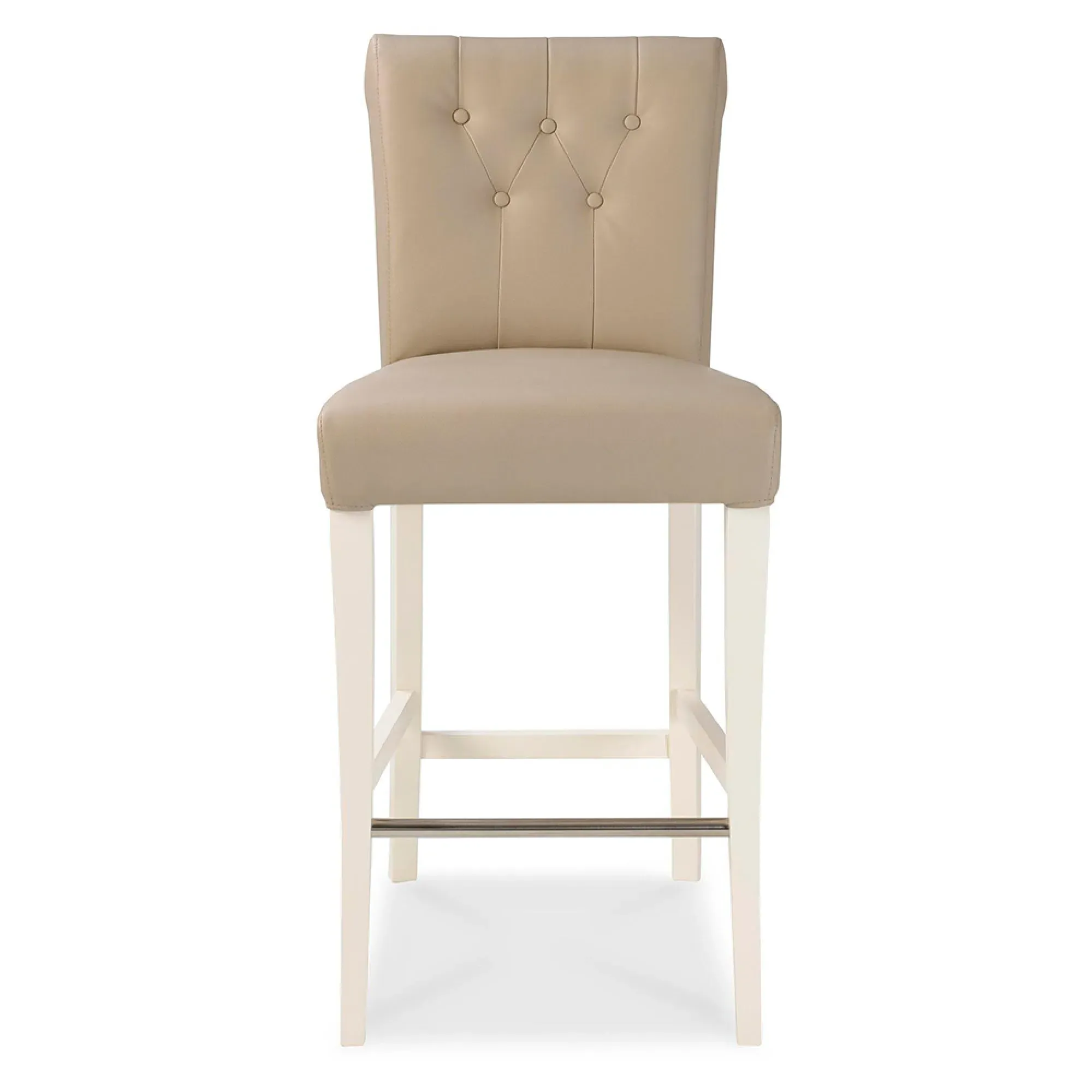 Hampstead Two Tone Upholstered Barstool - Ivory, Bonded Leather