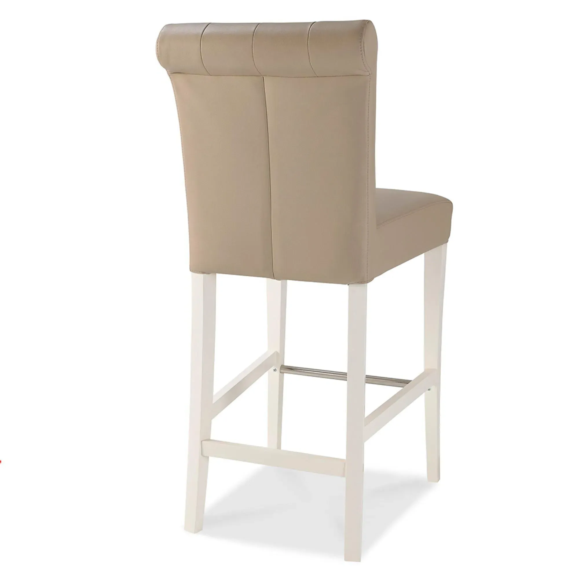 Hampstead Two Tone Upholstered Barstool - Ivory, Bonded Leather