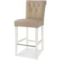 Hampstead Two Tone Upholstered Barstool - Ivory, Bonded Leather