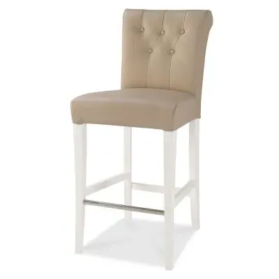 Hampstead Two Tone Upholstered Barstool - Ivory, Bonded Leather