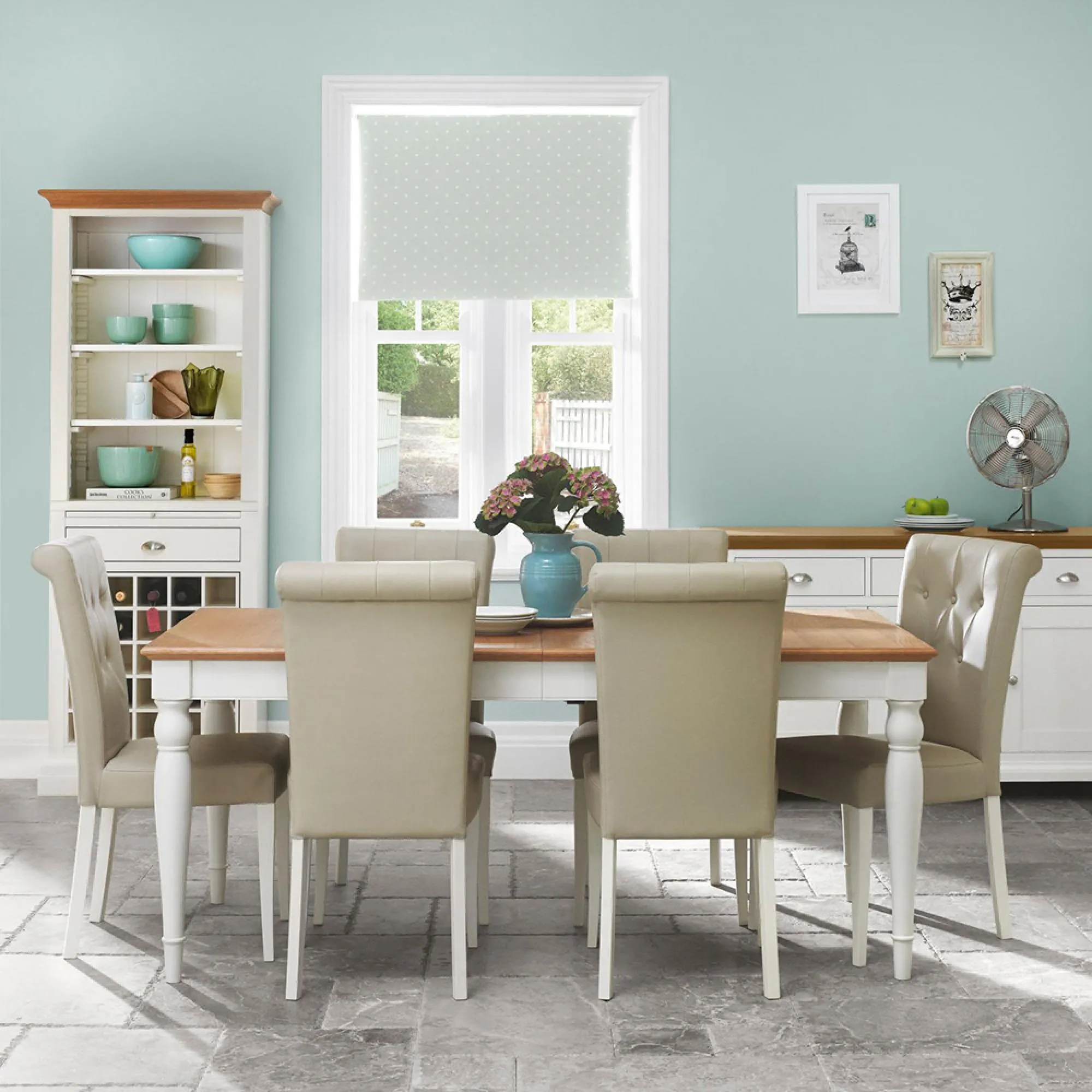 Hampstead Two Tone Upholstered Dining Chair - Ivory, Bonded Leather