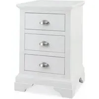 Hampstead White 3 Drawer Bedside Cabinet - White