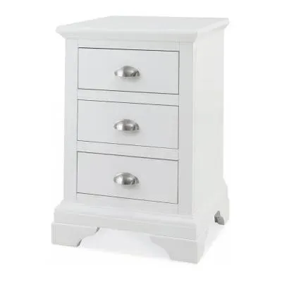 Hampstead White 3 Drawer Bedside Cabinet - White