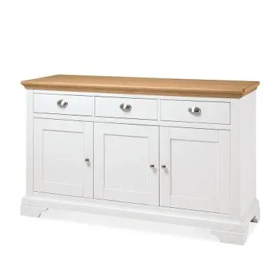 Hampstead Wide 3 Door Sideboard - Ivory, Oak image