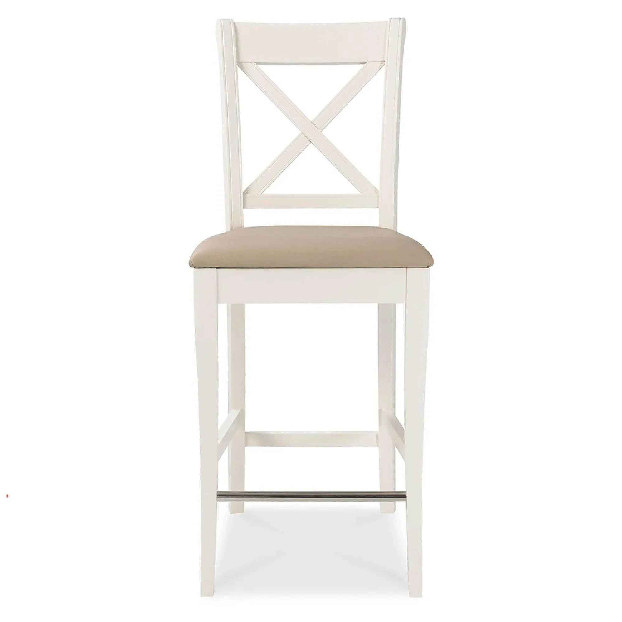 Hampstead X Back Barstool - Ivory, Bonded Leather