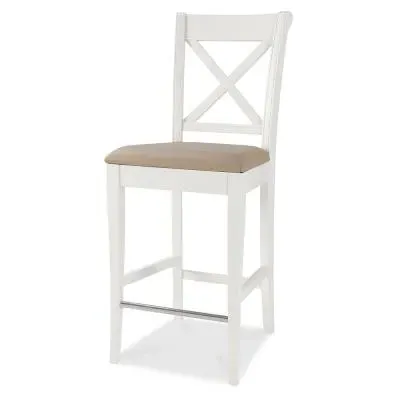 Hampstead X Back Barstool - Ivory, Bonded Leather