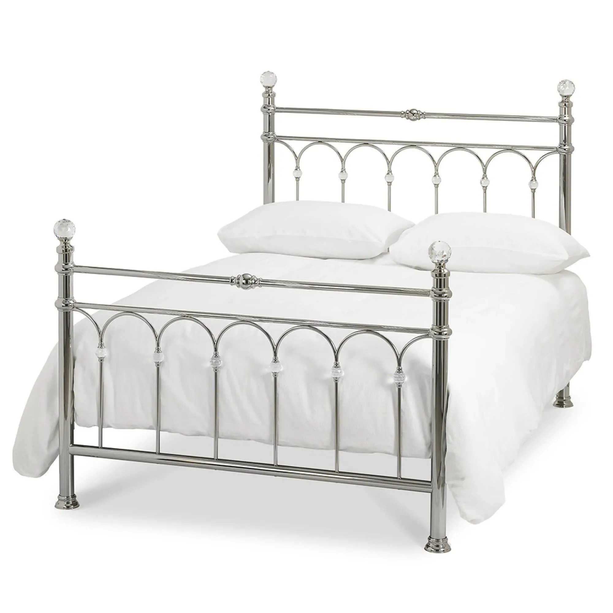 Krystal Double Bedstead - Shiny Nickel