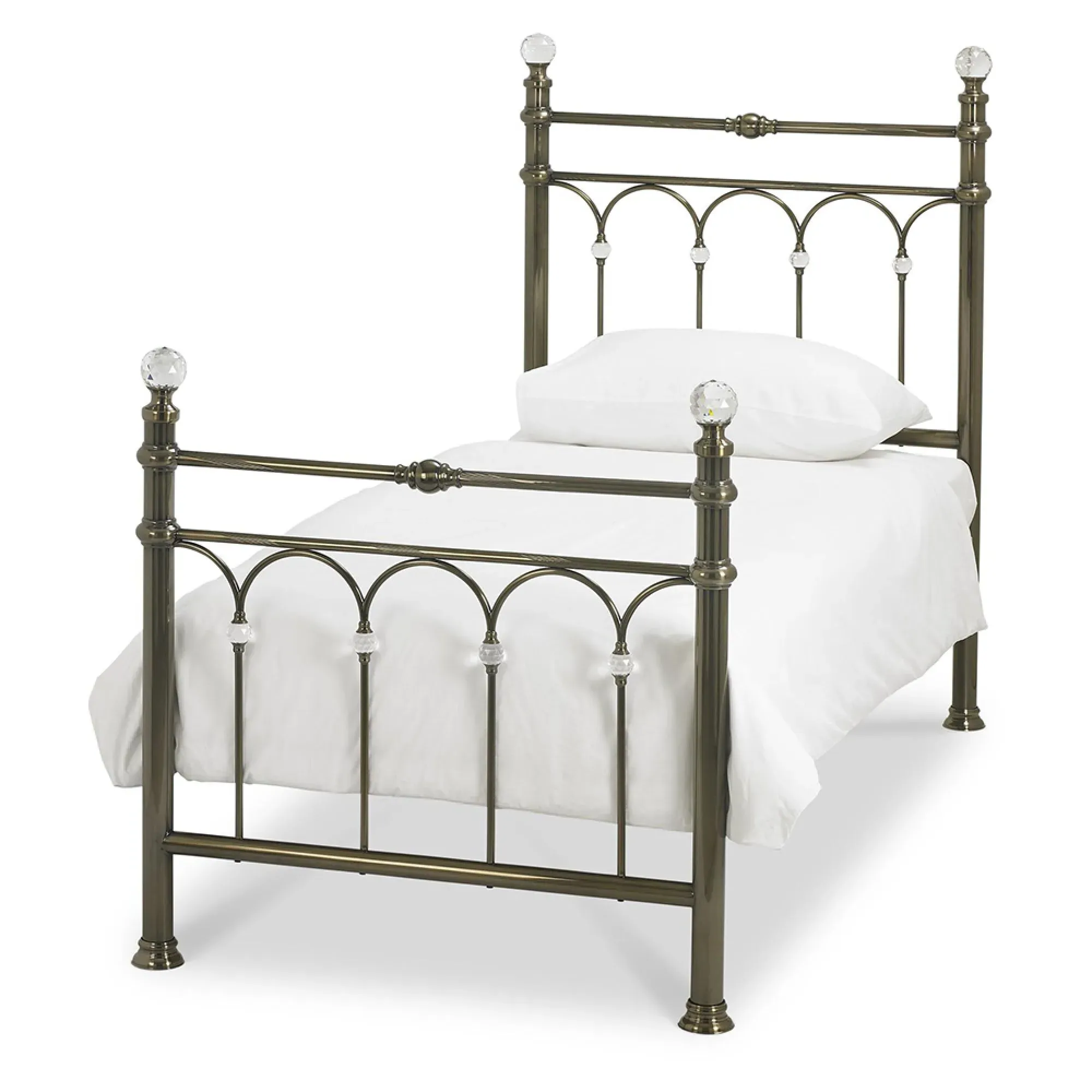Krystal Single Bed Frame - Antique Brass