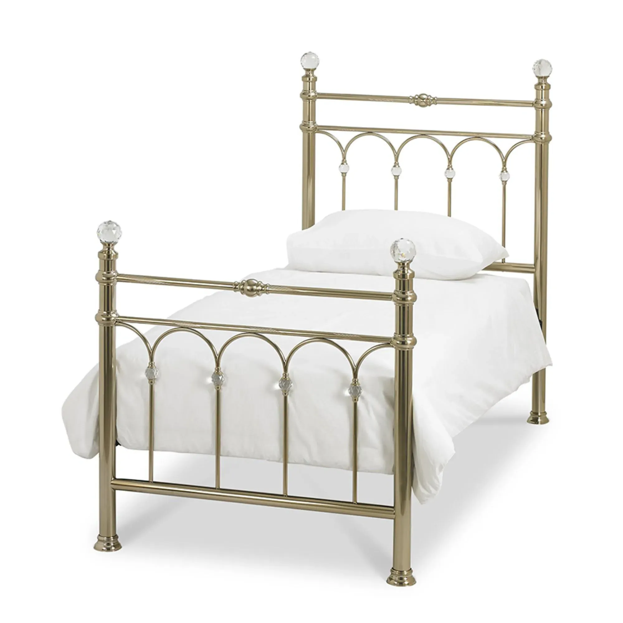 Krystal Single Bed Frame - Champagne Brass