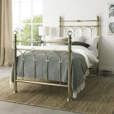 Krystal Single Bed Frame - Champagne Brass