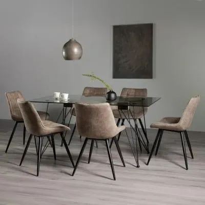 Miro 6 Seater Dining Set with Seurat Chairs - Clear Glass