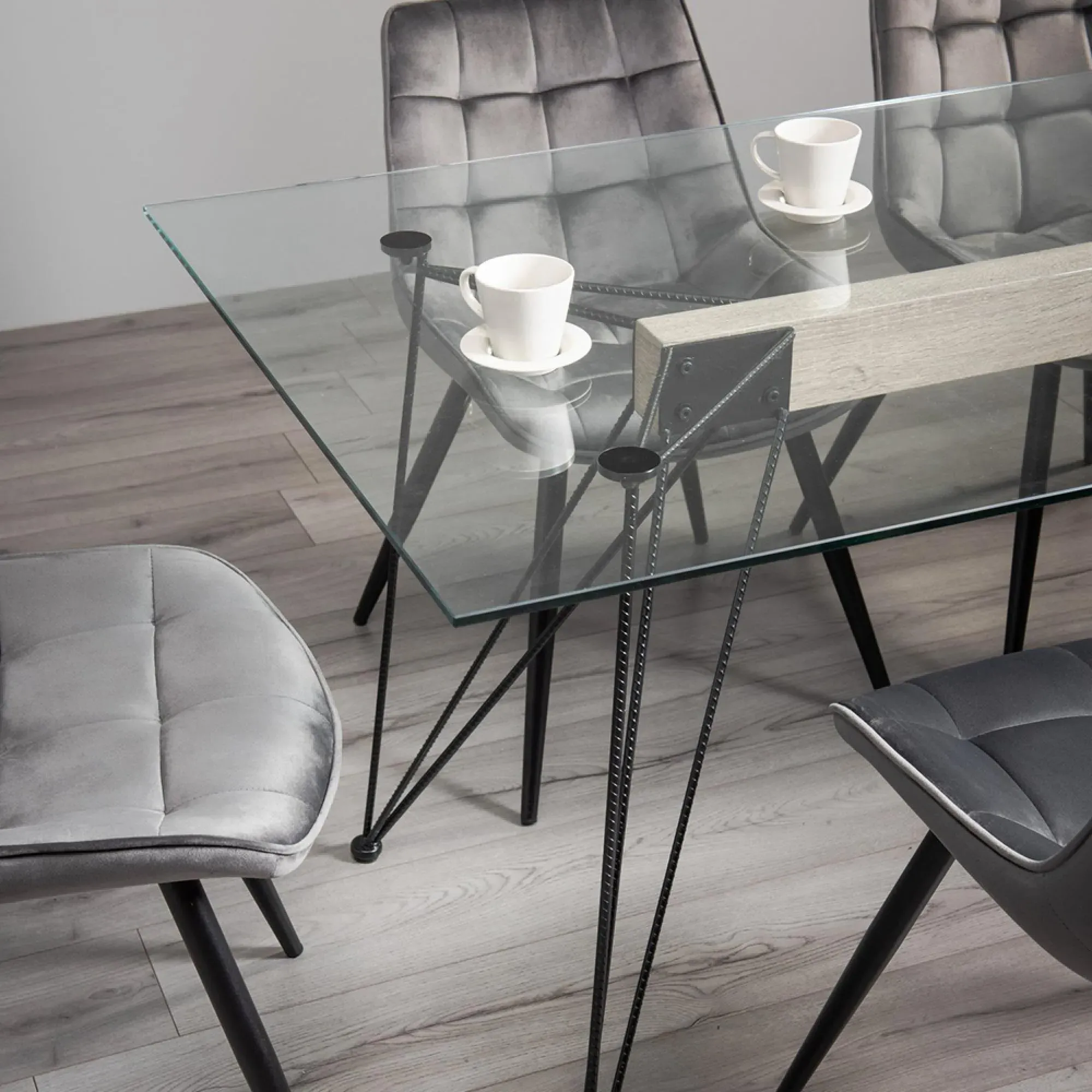 Miro 6 Seater Dining Set with Seurat Chairs - Clear Glass