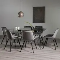 Miro 6 Seater Dining Set with Seurat Chairs - Clear Glass
