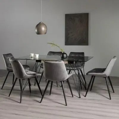 Miro 6 Seater Dining Set with Seurat Chairs - Clear Glass