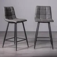 Mondrian Barstool - Dark Grey, Faux Leather