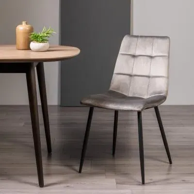 Mondrian Dining Chair with Black Legs - Grey, Velvet image