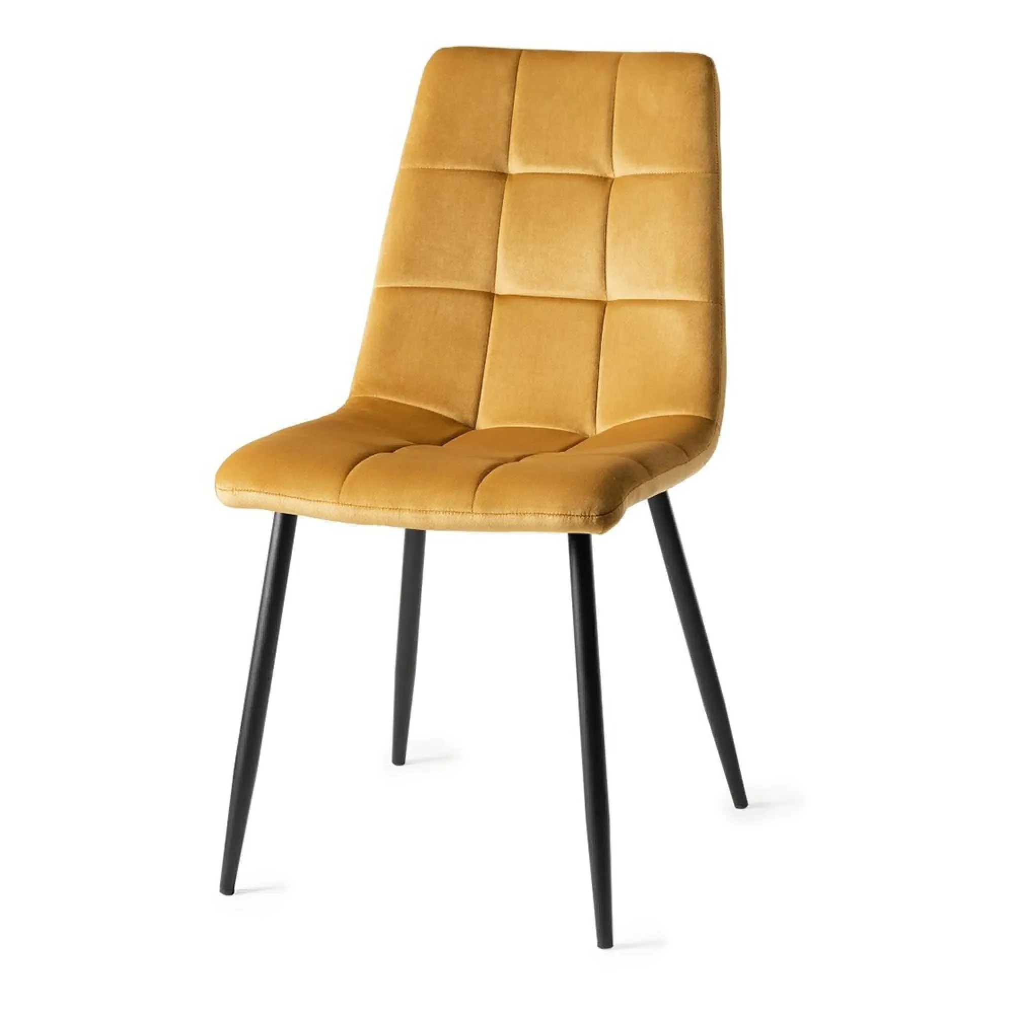 Mondrian Dining Chair with Black Legs - Mustard, Velvet