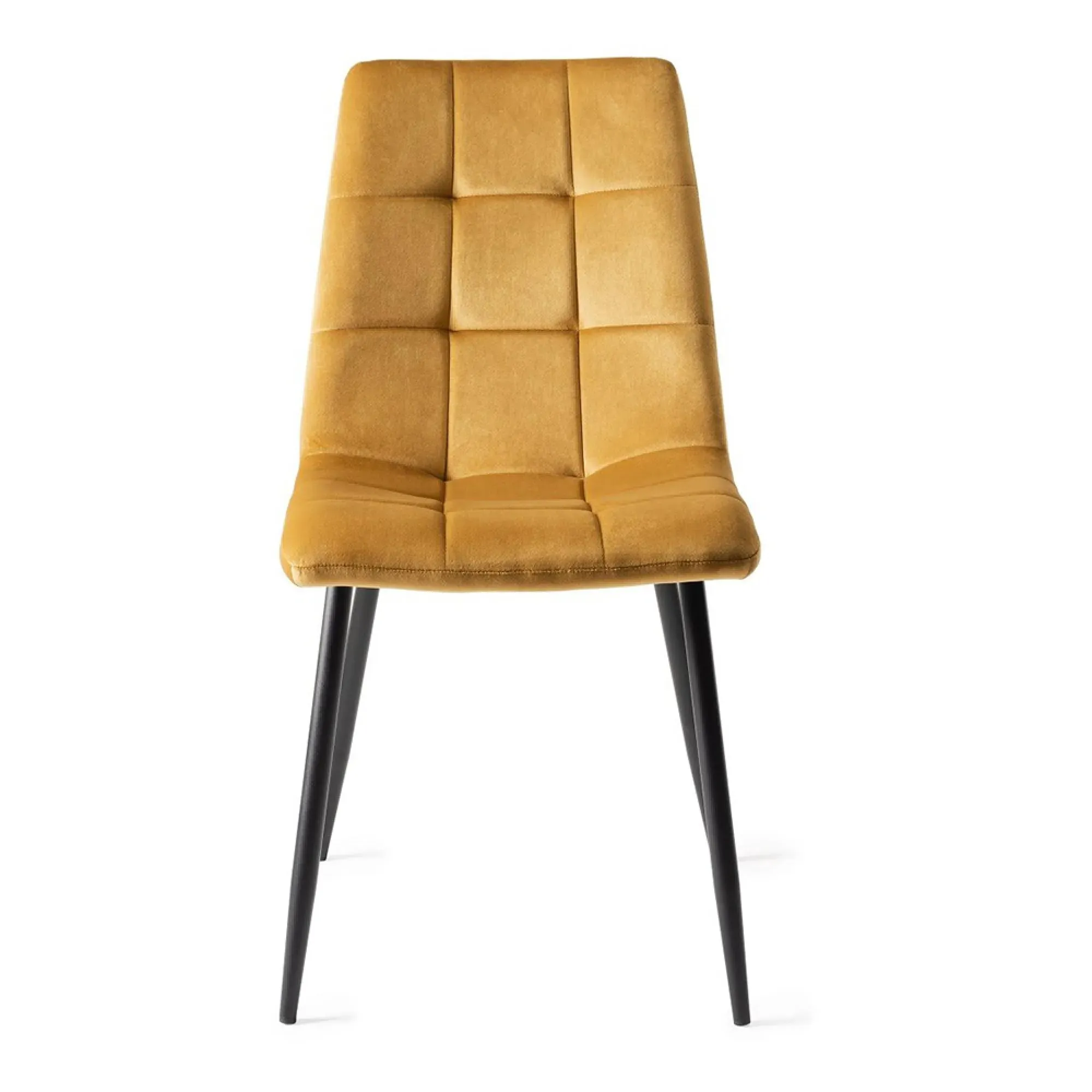 Mondrian Dining Chair with Black Legs - Mustard, Velvet