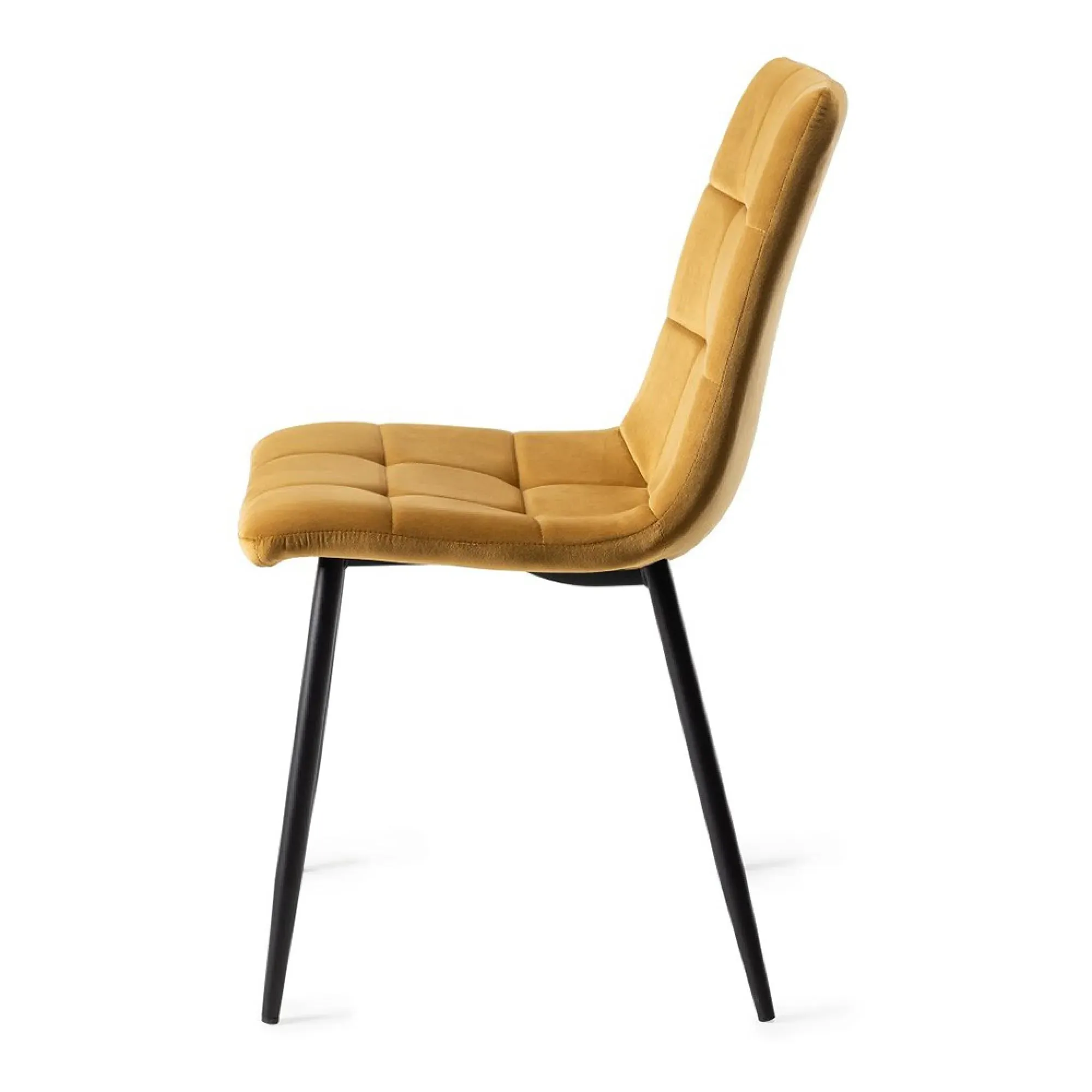 Mondrian Dining Chair with Black Legs - Mustard, Velvet