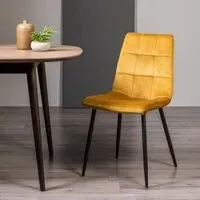 Mondrian Dining Chair with Black Legs - Mustard, Velvet