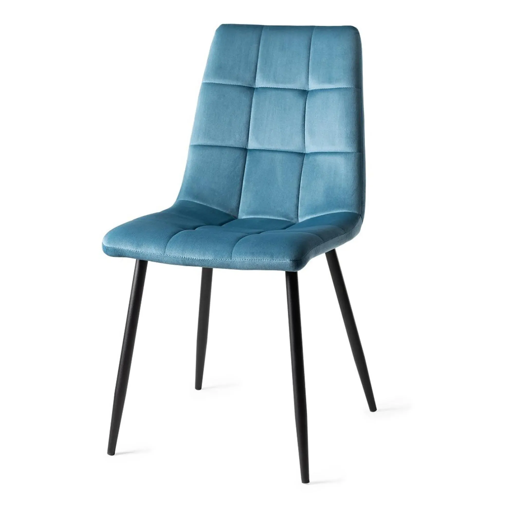 Mondrian Dining Chair with Black Legs - Petrol Blue, Velvet