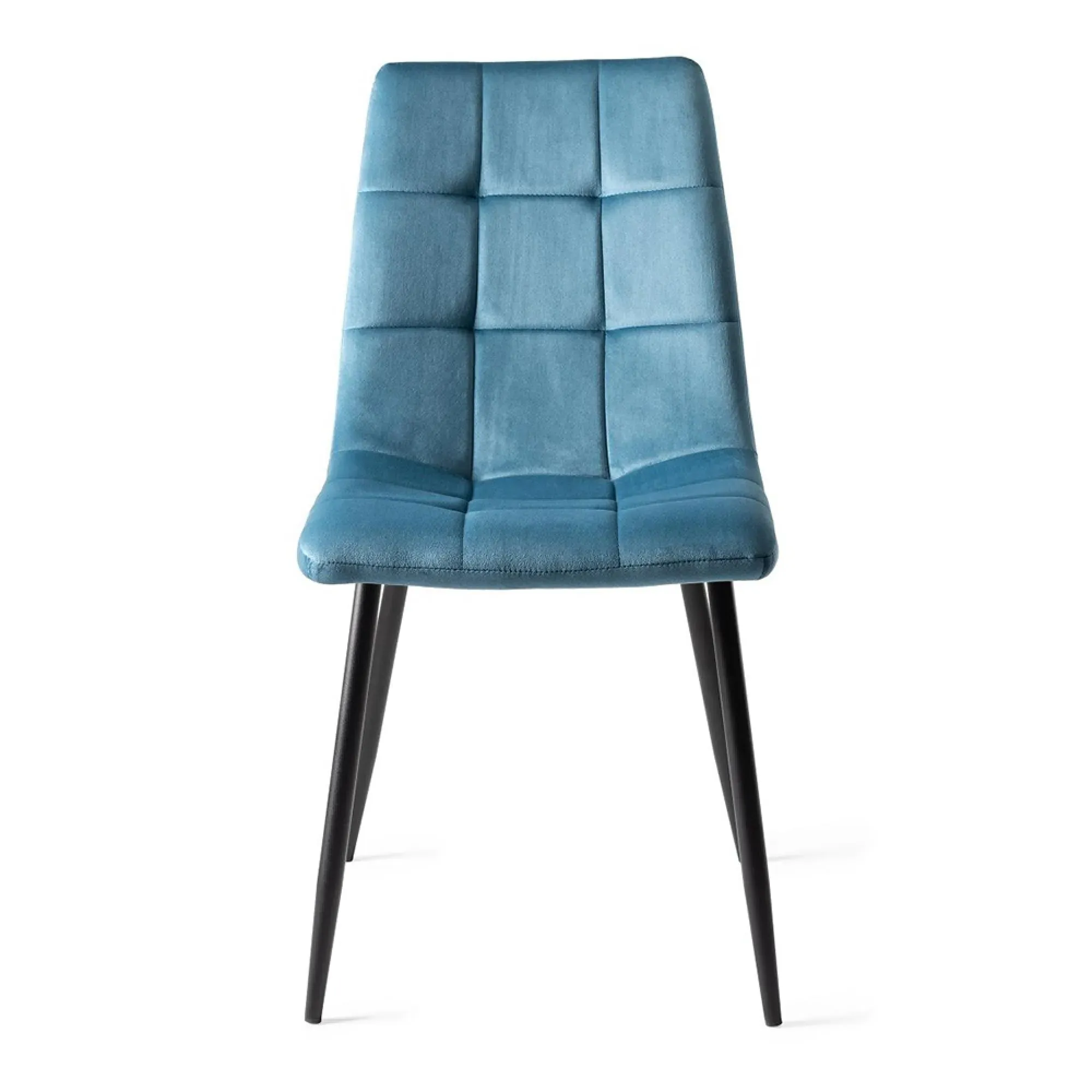 Mondrian Dining Chair with Black Legs - Petrol Blue, Velvet