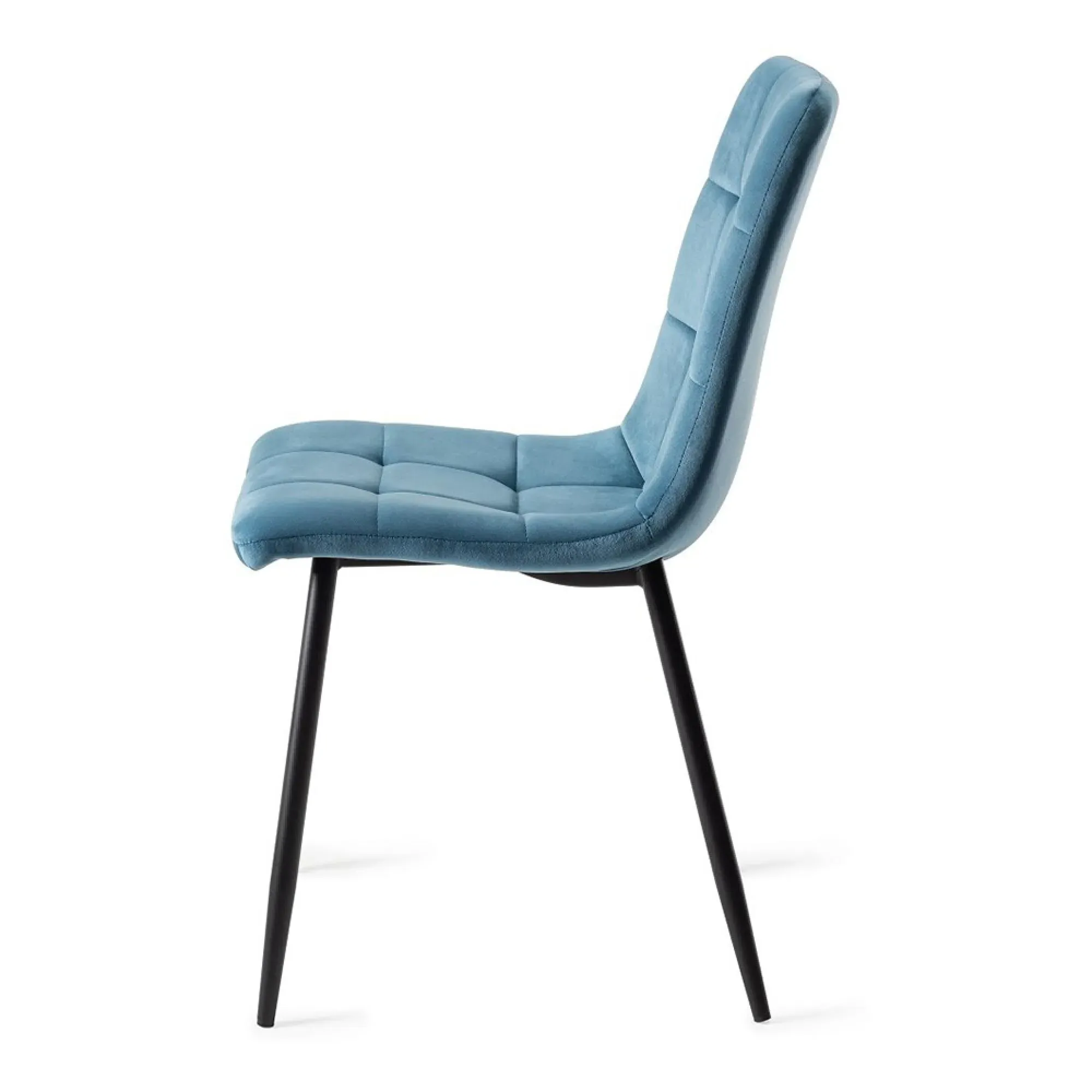 Mondrian Dining Chair with Black Legs - Petrol Blue, Velvet