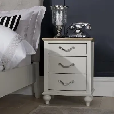 Montreux 3 Drawer Bedside Cabinet - Grey, Oak