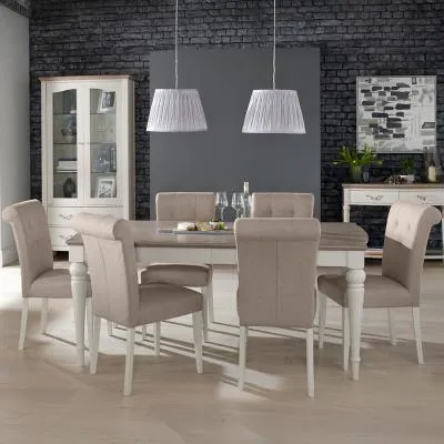 Montreux 6-8 Seater Extendable Dining Set with Fabric Chairs - Grey