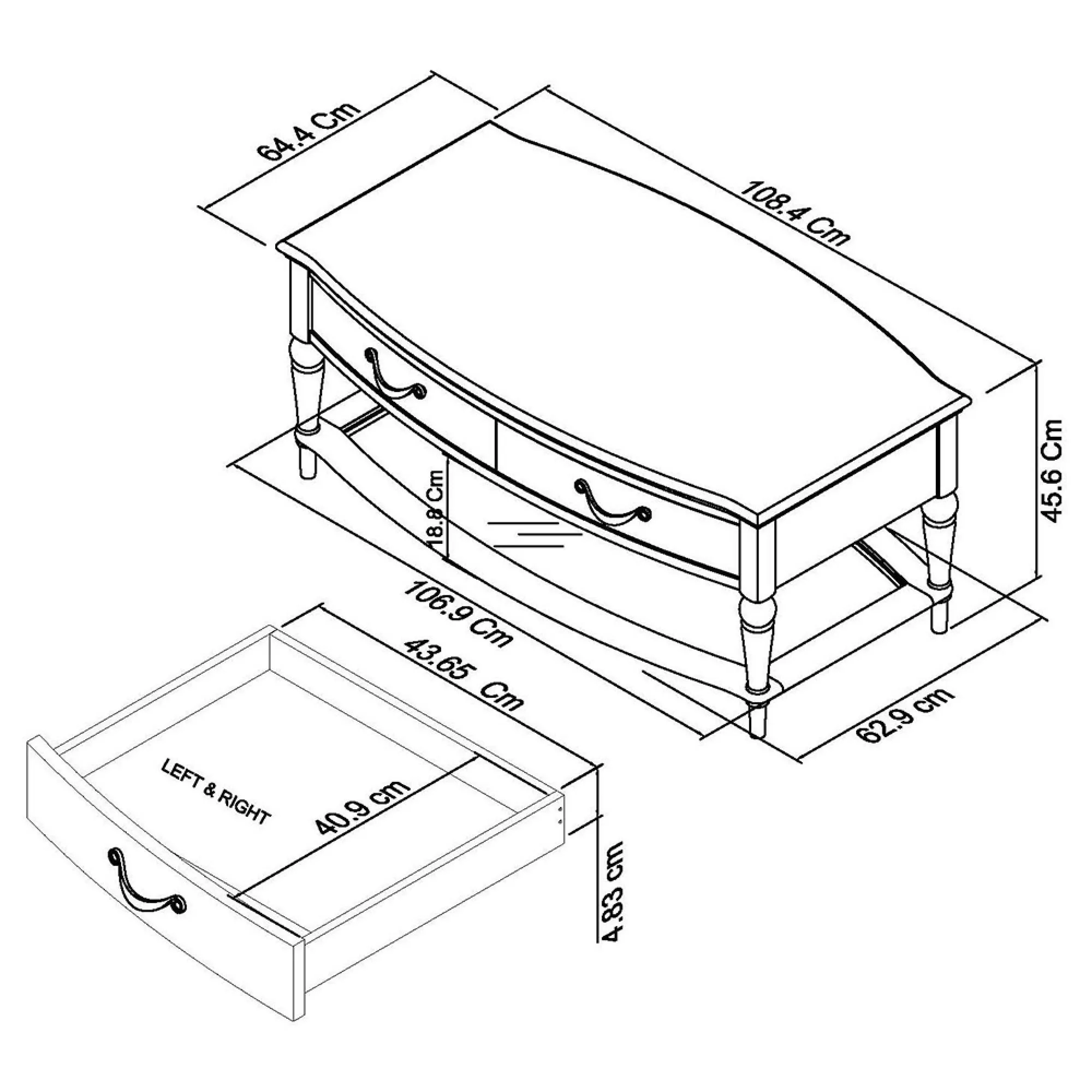Montreux Coffee Table with Drawer - Grey Washed, Oak
