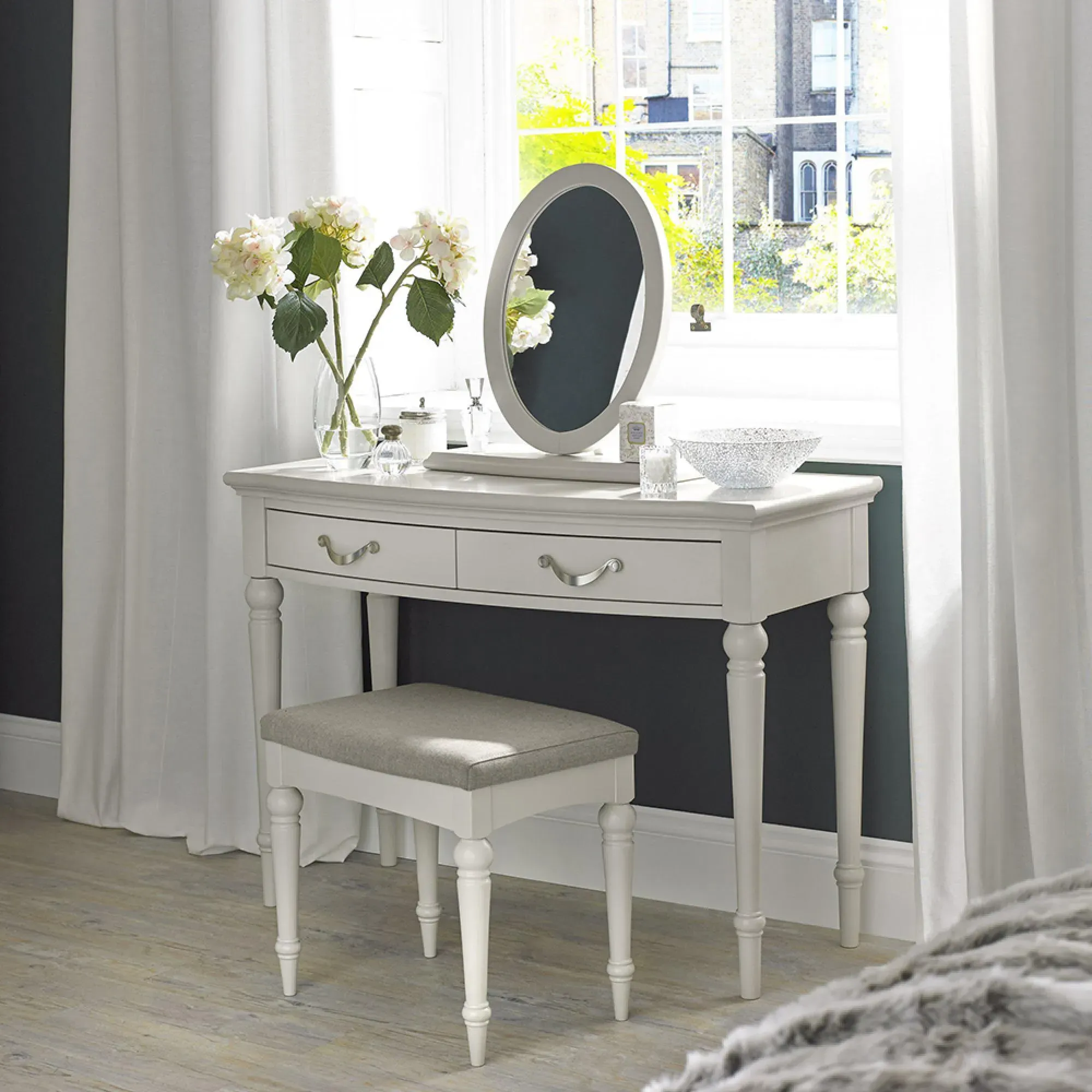 Montreux Fabric Stool - Grey, Oak